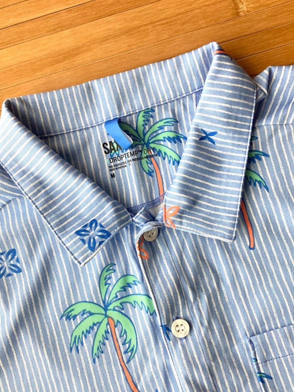 SAXX Performance Resort Shirt DropTemp Dry Mens Medium M Bel Air Blue NWT - Picture 6 of 12